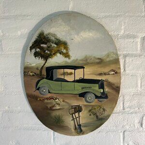 Vintage Painting Classic Car on Stretch Canvas